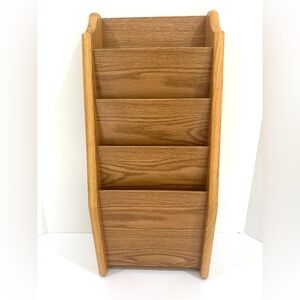 Solid Wood Oak 5 Tier Mail File Letter Holder Organizer Wall Hanging 24x11